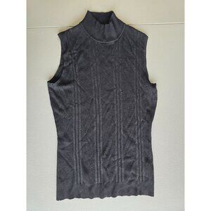 Sleeveless Black Ribbed Knit Mock Turtleneck Sweater Top By Dressbarn Size S